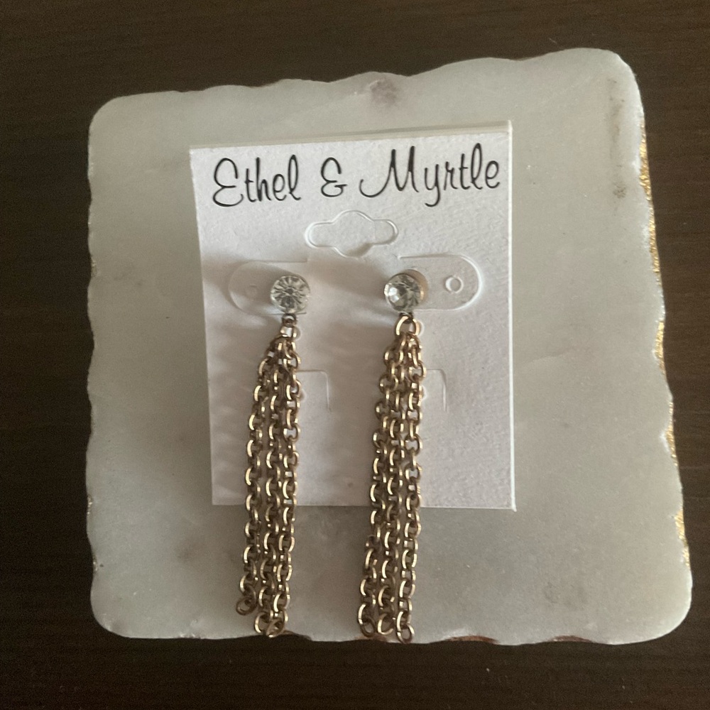 Ethel & Myrtle Antique Gold Chain Post Earrings